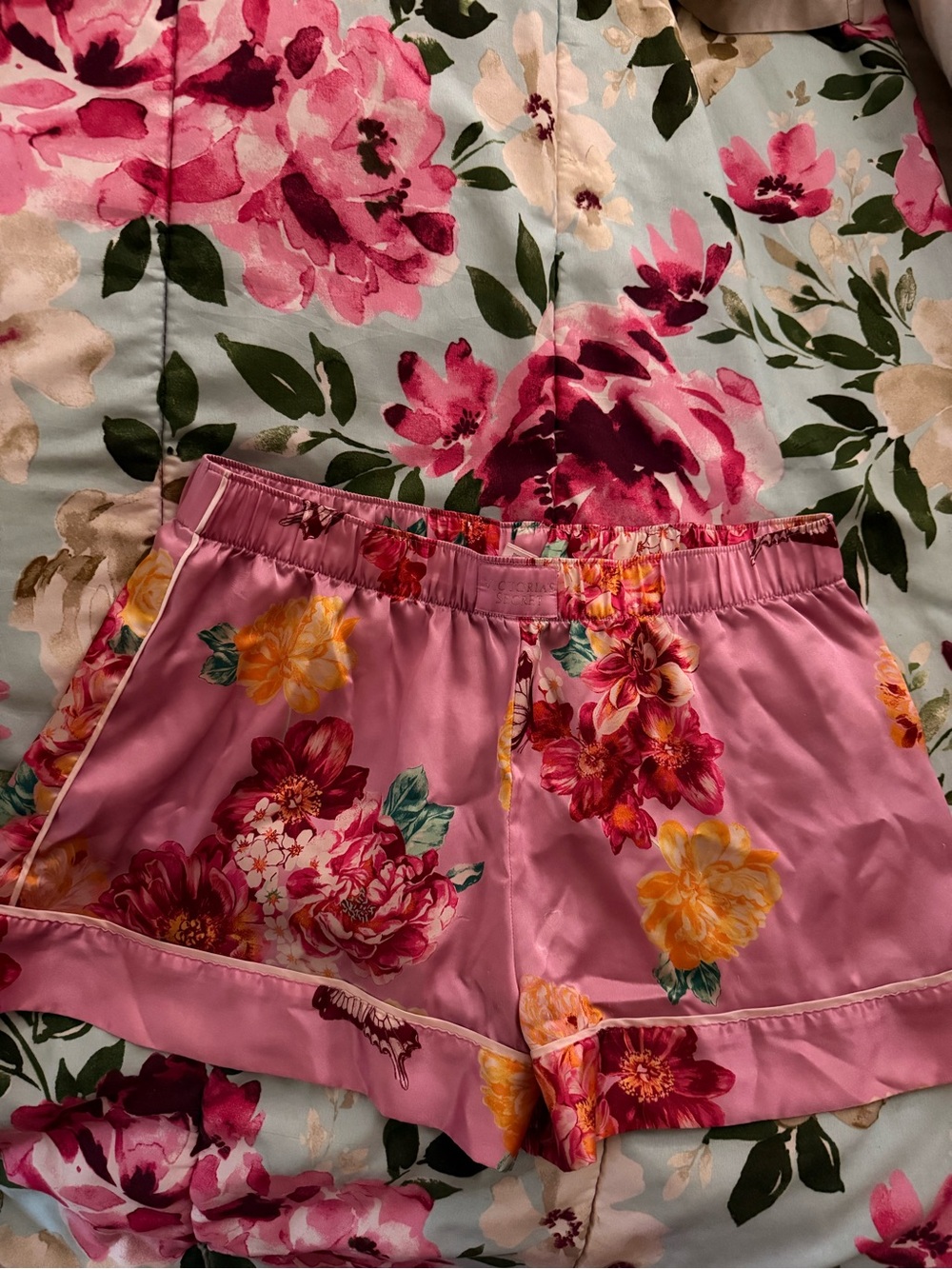Victoria's Secret Pink Floral Satin Sleep Shorts